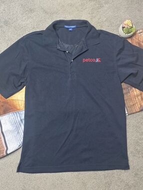 Petco Polo Shirt Uniform Navy Blue Size Medium Port Authority Brand